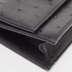 Pre Owned Jimmy Choo Black Leather Crystal Embellished Wallet On Chain