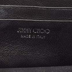 Pre Owned Jimmy Choo Black Leather Crystal Embellished Wallet On Chain