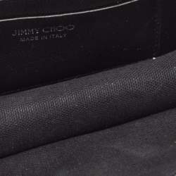 Pre Owned Jimmy Choo Black Leather Crystal Embellished Wallet On Chain