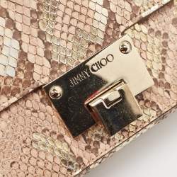 Pre Owned Jimmy Choo Beige/Multicolor Water Snake Leather Rebel Shoulder Bag