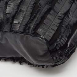 Pre Owned Jimmy Choo Black Python Leather and Suede Carolina Fringe Shoulder Bag