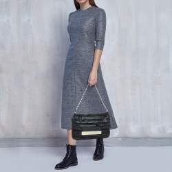 Pre Owned Jimmy Choo Black Python Leather and Suede Carolina Fringe Shoulder Bag