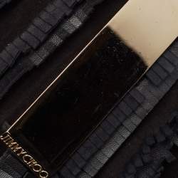 Pre Owned Jimmy Choo Black Python Leather and Suede Carolina Fringe Shoulder Bag