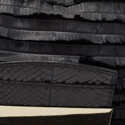 Pre Owned Jimmy Choo Black Python Leather and Suede Carolina Fringe Shoulder Bag