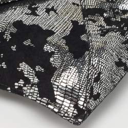Pre Owned Jimmy Choo Black/Silver Suede and Foil Clutch