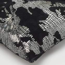 Pre Owned Jimmy Choo Black/Silver Suede and Foil Clutch