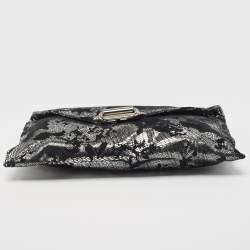 Pre Owned Jimmy Choo Black/Silver Suede and Foil Clutch