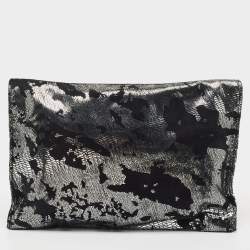 Pre Owned Jimmy Choo Black/Silver Suede and Foil Clutch