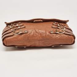 Pre Owned Jimmy Choo Cognac Leather and Python Trim Brix Convertible Clutch