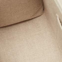 Pre Owned Jimmy Choo Beige Jacquard Canvas and Leather Varenne Clutch