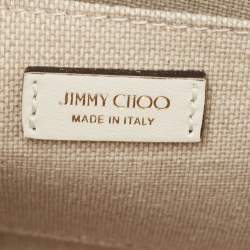 Pre Owned Jimmy Choo Beige Jacquard Canvas and Leather Varenne Clutch