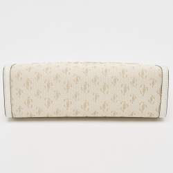 Pre Owned Jimmy Choo Beige Jacquard Canvas and Leather Varenne Clutch