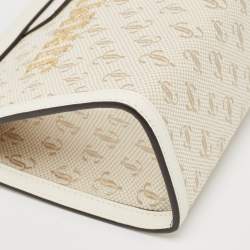 Pre Owned Jimmy Choo Beige Jacquard Canvas and Leather Varenne Clutch