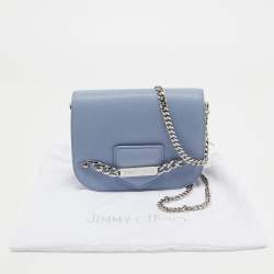 Pre Owned Jimmy Choo Light Blue Leather Shadow Chain Crossbody Bag