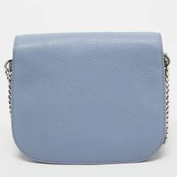 Pre Owned Jimmy Choo Light Blue Leather Shadow Chain Crossbody Bag