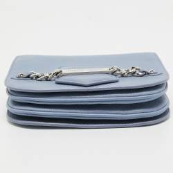 Pre Owned Jimmy Choo Light Blue Leather Shadow Chain Crossbody Bag