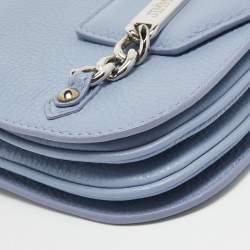 Pre Owned Jimmy Choo Light Blue Leather Shadow Chain Crossbody Bag