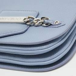 Pre Owned Jimmy Choo Light Blue Leather Shadow Chain Crossbody Bag