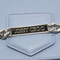 Pre Owned Jimmy Choo Light Blue Leather Shadow Chain Crossbody Bag