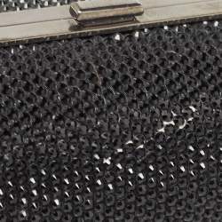 Pre Owned Jimmy Choo Black Crystal Metal Frame Clutch