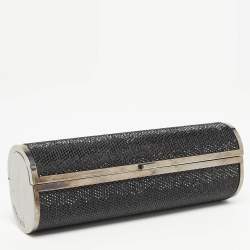 Pre Owned Jimmy Choo Black Crystal Metal Frame Clutch