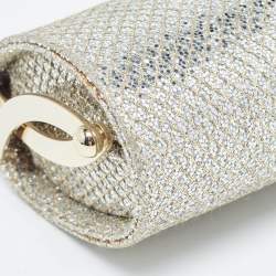 Pre Owned Jimmy Choo Gold Glitter Lurex Fabric Twill Tube Clutch