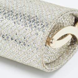 Pre Owned Jimmy Choo Gold Glitter Lurex Fabric Twill Tube Clutch