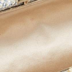 Pre Owned Jimmy Choo Gold Glitter Lurex Fabric Twill Tube Clutch