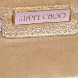 Pre Owned Jimmy Choo Gold Glitter Lurex Fabric Twill Tube Clutch