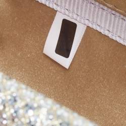 Pre Owned Jimmy Choo Gold Glitter Lurex Fabric Twill Tube Clutch
