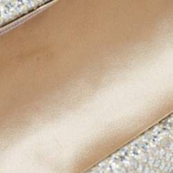 Pre Owned Jimmy Choo Gold Glitter Lurex Fabric Twill Tube Clutch