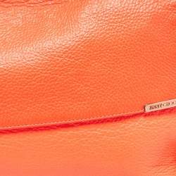 Pre Owned Jimmy Choo Neon Orange Leather Flap Shoulder Bag