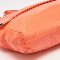 Pre Owned Jimmy Choo Neon Orange Leather Flap Shoulder Bag