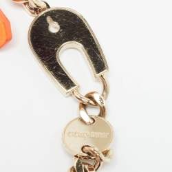 Pre Owned Jimmy Choo Neon Orange Leather Flap Shoulder Bag