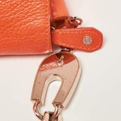 Pre Owned Jimmy Choo Neon Orange Leather Flap Shoulder Bag