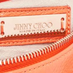 Pre Owned Jimmy Choo Neon Orange Leather Flap Shoulder Bag