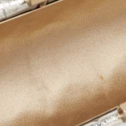 Pre Owned Jimmy Choo Silver Watersnake Leather Twill Tube Clutch