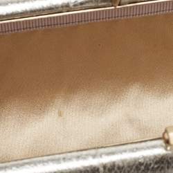 Pre Owned Jimmy Choo Silver Watersnake Leather Twill Tube Clutch