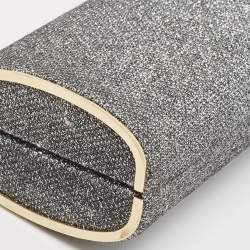 Pre Owned Jimmy Choo Silver Glitter Lurex Fabric Twill Tube Clutch