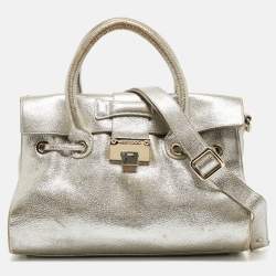 Jimmy Choo Gold Leather Rosalie Satchel