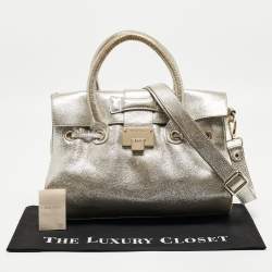 Jimmy Choo Gold Leather Rosalie Satchel