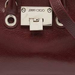 Pre Owned Jimmy Choo Red Leather Rosalie Tote