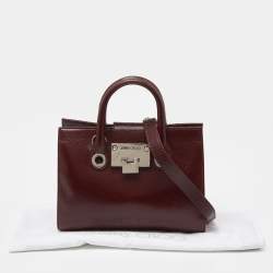 Pre Owned Jimmy Choo Red Leather Rosalie Tote
