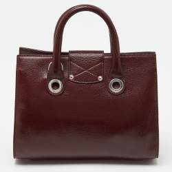 Pre Owned Jimmy Choo Red Leather Rosalie Tote
