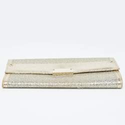 Jimmy Choo Gold Glitter and Leather Reese Continental Clutch