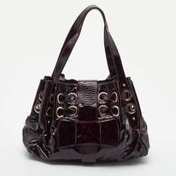 Jimmy Choo Red Leopard Print Patent Leather Ramona Shoulder Bag
