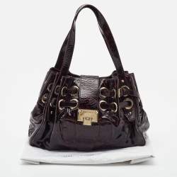 Pre Owned Jimmy Choo Red Leopard Print Patent Leather Ramona Shoulder Bag