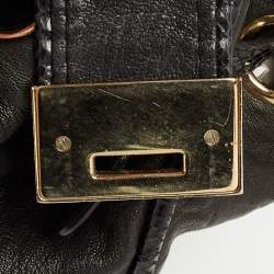 Jimmy Choo Black Leather and Snakeskin Trim Large Riki Bag