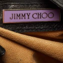 Jimmy Choo Black Leather and Snakeskin Trim Large Riki Bag