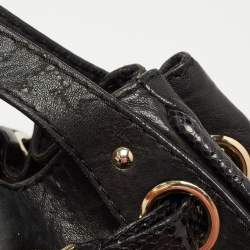 Jimmy Choo Black Leather and Snakeskin Trim Large Riki Bag